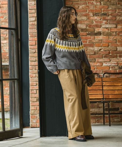 GEORGE'S（ジョージズ）の「ノルディックガラニット（ニット/セーター・レディース・グレー/ピンク/ブラウン・SMALL/MEDIUM）」の6枚目の写真