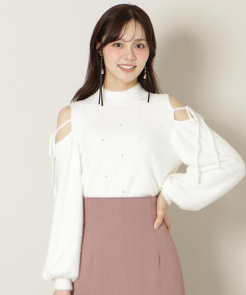 WILLSELECTION（ウィルセレクション）の「パールビジューフェザーニットトップス（ニット/セーター・レディース・オフホワイト/ブルー/ブラック/ボルドー・FREE）」の9枚目の写真