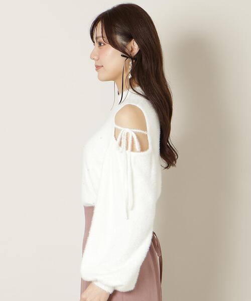 WILLSELECTION（ウィルセレクション）の「パールビジューフェザーニットトップス（ニット/セーター・レディース・オフホワイト/ブルー/ブラック/ボルドー・FREE）」の10枚目の写真