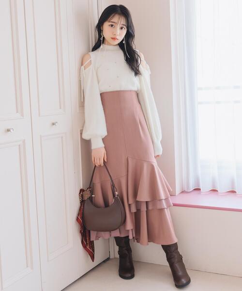 WILLSELECTION（ウィルセレクション）の「パールビジューフェザーニットトップス（ニット/セーター・レディース・オフホワイト/ブルー/ブラック/ボルドー・FREE）」の16枚目の写真