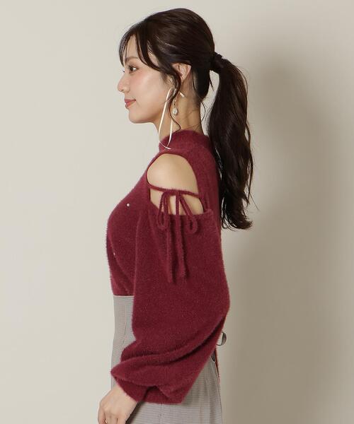 WILLSELECTION（ウィルセレクション）の「パールビジューフェザーニットトップス（ニット/セーター・レディース・オフホワイト/ブルー/ブラック/ボルドー・FREE）」の18枚目の写真