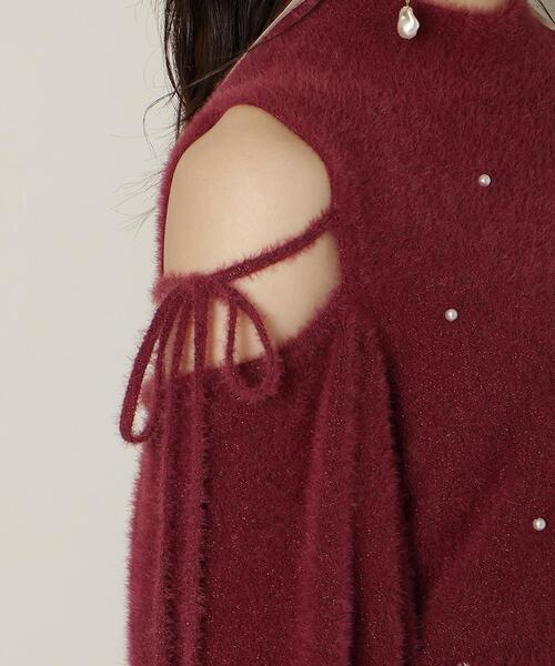 WILLSELECTION（ウィルセレクション）の「パールビジューフェザーニットトップス（ニット/セーター・レディース・オフホワイト/ブルー/ブラック/ボルドー・FREE）」の20枚目の写真