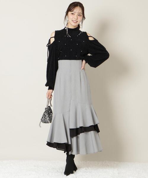 WILLSELECTION（ウィルセレクション）の「パールビジューフェザーニットトップス（ニット/セーター・レディース・オフホワイト/ブルー/ブラック/ボルドー・FREE）」の6枚目の写真