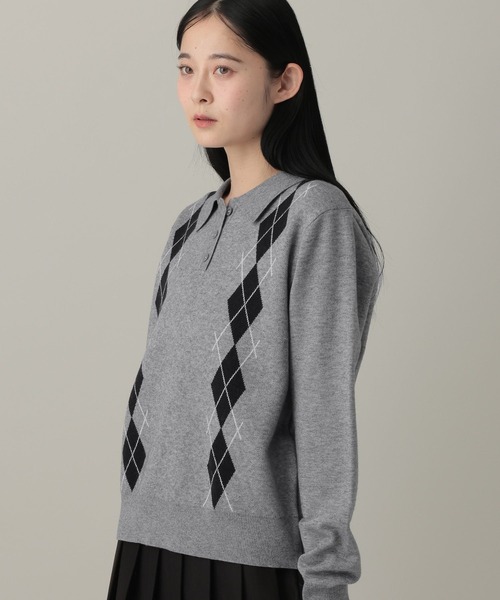 3.3 Field Trip (3.3フィールドトリップ)の「3.3 Field Trip/アーガイルニットプルオーバー(ニット/セーター・レディース・レッド/グレー/ネイビー・FREE)」の17枚目の写真