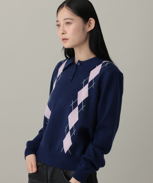 3.3 Field Trip (3.3フィールドトリップ)の「3.3 Field Trip/アーガイルニットプルオーバー(ニット/セーター・レディース・レッド/グレー/ネイビー・FREE)」の19枚目の写真