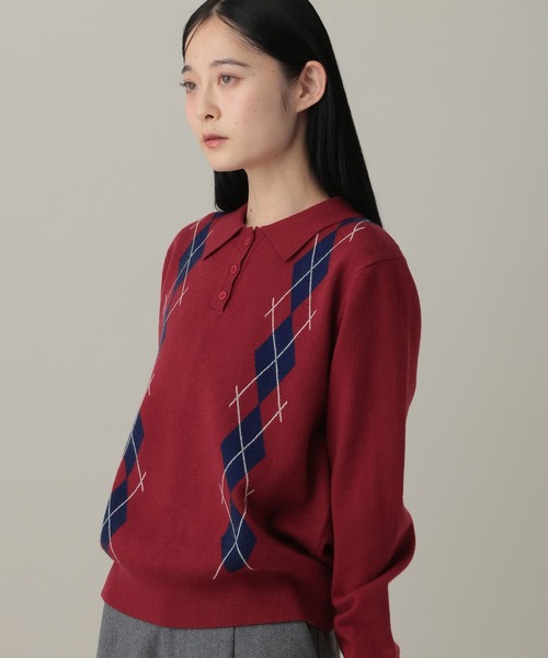 3.3 Field Trip (3.3フィールドトリップ)の「3.3 Field Trip/アーガイルニットプルオーバー(ニット/セーター・レディース・レッド/グレー/ネイビー・FREE)」の21枚目の写真