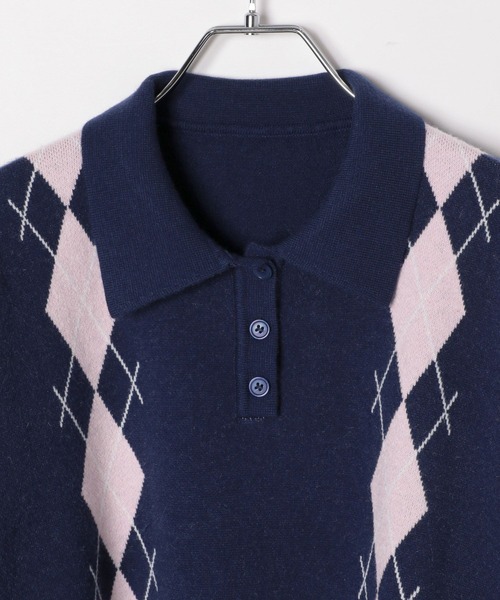 3.3 Field Trip (3.3フィールドトリップ)の「3.3 Field Trip/アーガイルニットプルオーバー(ニット/セーター・レディース・レッド/グレー/ネイビー・FREE)」の14枚目の写真