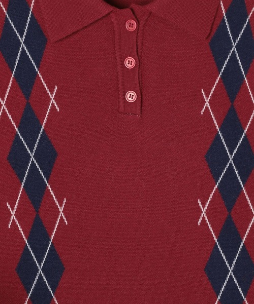 3.3 Field Trip (3.3フィールドトリップ)の「3.3 Field Trip/アーガイルニットプルオーバー(ニット/セーター・レディース・レッド/グレー/ネイビー・FREE)」の9枚目の写真