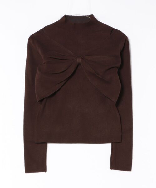 STAY MOTION（ステイモーション）の「【WEB限定】フロントリボンハイネックニットトップス［韓国ファッション ガーリー］（ニット/セーター・レディース・チャコールグレー/アイボリー/ブラック/ブラウン/ボルドー・F）」の10枚目の写真