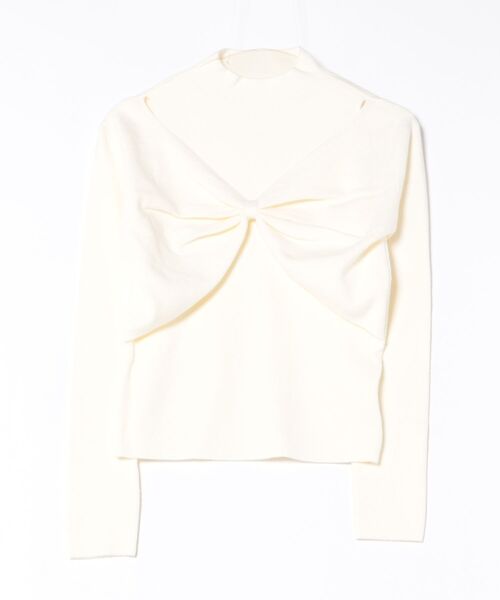 STAY MOTION（ステイモーション）の「【WEB限定】フロントリボンハイネックニットトップス［韓国ファッション ガーリー］（ニット/セーター・レディース・チャコールグレー/アイボリー/ブラック/ブラウン/ボルドー・F）」の6枚目の写真