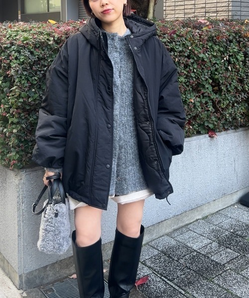 nissen（ニッセン）の「モンスターパーカー（ダウンジャケット/コート・レディース・ライトカーキ/ブラック/アイボリー・M/L）」の3枚目の写真