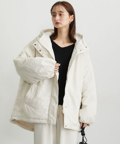 nissen（ニッセン）の「モンスターパーカー（ダウンジャケット/コート・レディース・ライトカーキ/ブラック/アイボリー・M/L）」の9枚目の写真