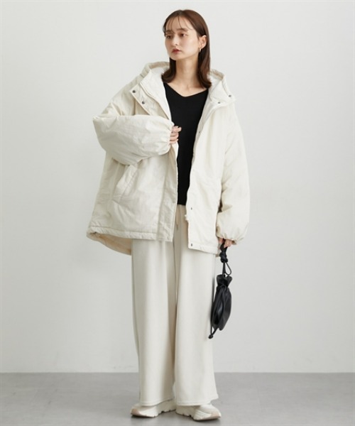 nissen（ニッセン）の「モンスターパーカー（ダウンジャケット/コート・レディース・ライトカーキ/ブラック/アイボリー・M/L）」の11枚目の写真