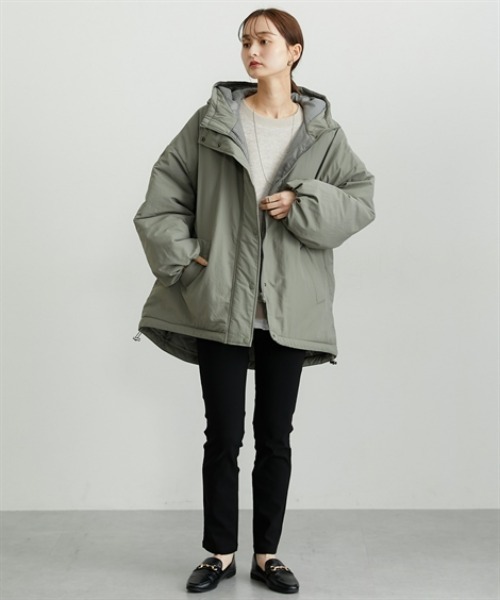 nissen（ニッセン）の「モンスターパーカー（ダウンジャケット/コート・レディース・ライトカーキ/ブラック/アイボリー・M/L）」の16枚目の写真