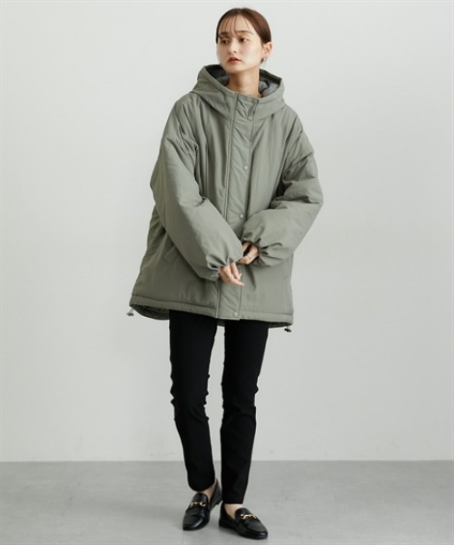 nissen（ニッセン）の「モンスターパーカー（ダウンジャケット/コート・レディース・ライトカーキ/ブラック/アイボリー・M/L）」の17枚目の写真