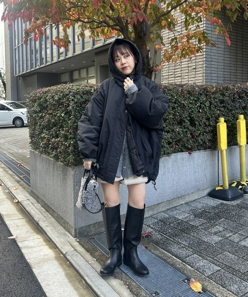 nissen（ニッセン）の「モンスターパーカー（ダウンジャケット/コート・レディース・ライトカーキ/ブラック/アイボリー・M/L）」の6枚目の写真