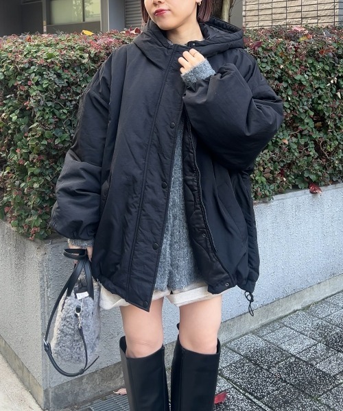 nissen（ニッセン）の「モンスターパーカー（ダウンジャケット/コート・レディース・ライトカーキ/ブラック/アイボリー・M/L）」の7枚目の写真