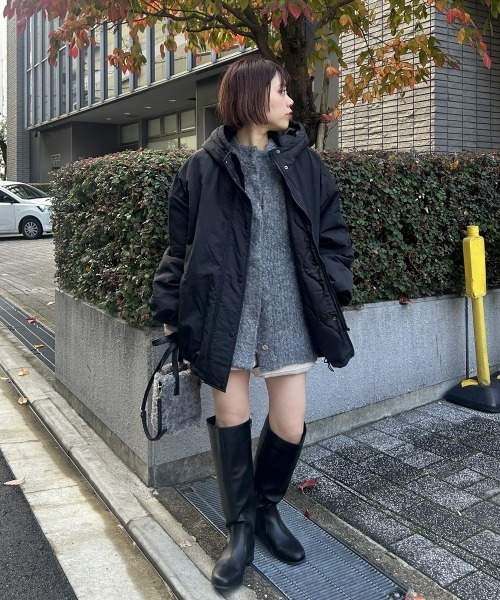 nissen（ニッセン）の「モンスターパーカー（ダウンジャケット/コート・レディース・ライトカーキ/ブラック/アイボリー・M/L）」の8枚目の写真