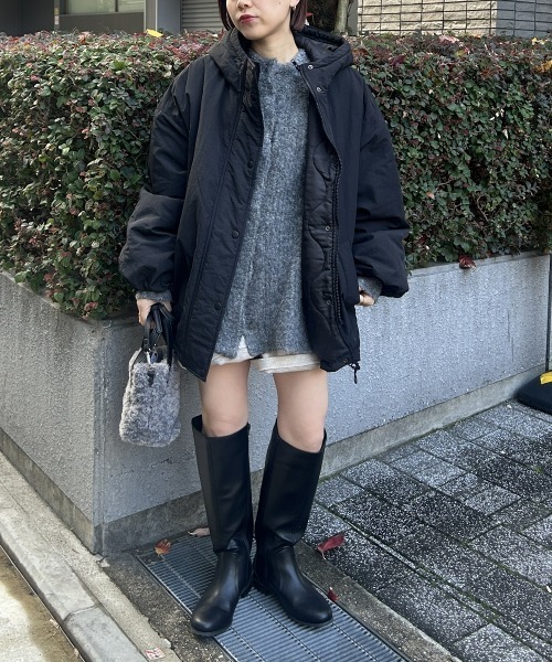 nissen（ニッセン）の「モンスターパーカー（ダウンジャケット/コート・レディース・ライトカーキ/ブラック/アイボリー・M/L）」の5枚目の写真