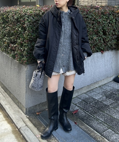 nissen（ニッセン）の「モンスターパーカー（ダウンジャケット/コート・レディース・ライトカーキ/ブラック/アイボリー・M/L）」の4枚目の写真