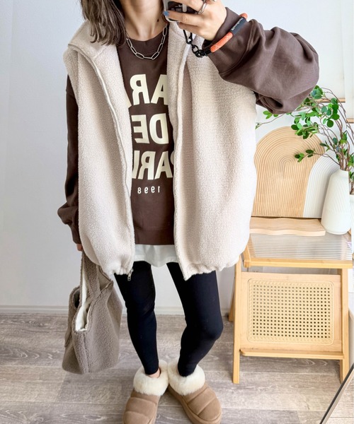 <値下げ>Deuxieme Classe ボアベスト ベージュ スポーツミックス Deuxieme Classe（ドゥーズィエムクラス）の「ボアベスト（）」 - WEAR