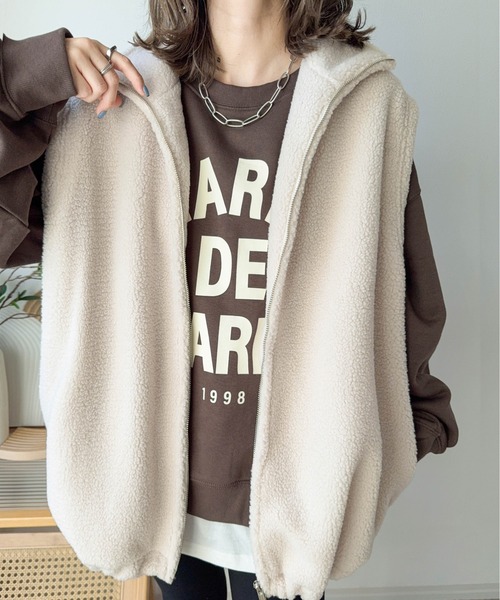 CURA CLOSET（キュラ クローゼット）の「【ema.217 select】ダブルジップボアベスト（ベスト・レディース・モカ/チャコールグレー/アイボリー/ブラック・フリー）」の8枚目の写真