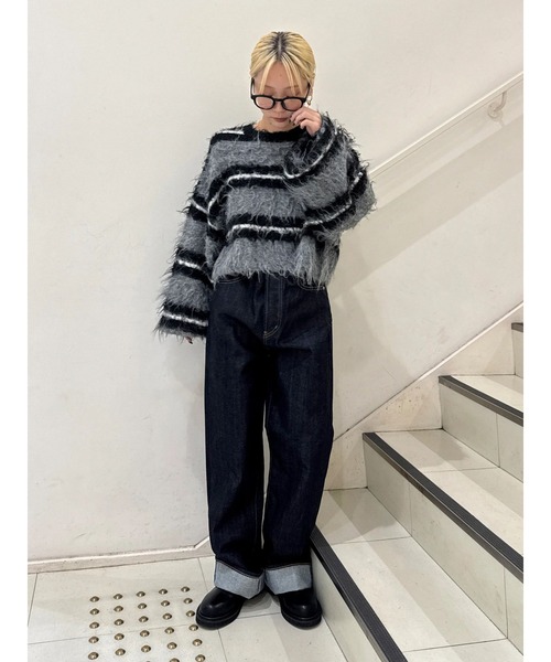 Ungrid（アングリッド）の「【Ca】ハイウエストルーズストレートデニム（デニムパンツ・レディース・インディゴブルー・25inch/24inch/26inch）」の5枚目の写真