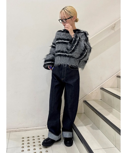 Ungrid（アングリッド）の「【Ca】ハイウエストルーズストレートデニム（デニムパンツ・レディース・インディゴブルー・25inch/24inch/26inch）」の6枚目の写真