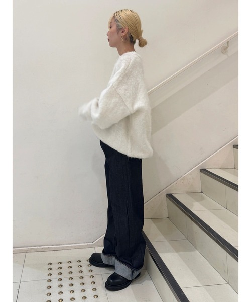 Ungrid（アングリッド）の「【Ca】ハイウエストルーズストレートデニム（デニムパンツ・レディース・インディゴブルー・25inch/24inch/26inch）」の12枚目の写真