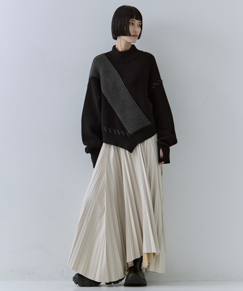 UN3D./アンスリード】《STUDIOUS別注》Asymmetrical Stitch Rib knit