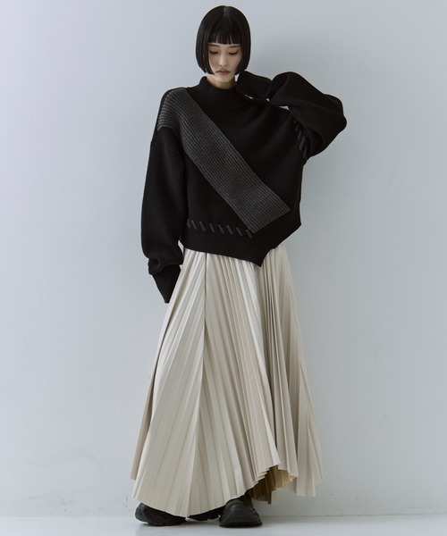 UN3D./アンスリード】《STUDIOUS別注》Asymmetrical Stitch Rib knit