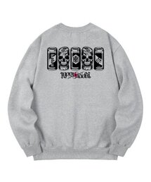 KMG0112 アートスカル 裏起毛 スウェット - グレー