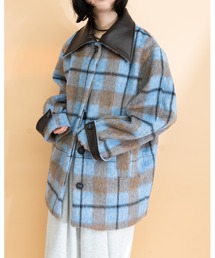 Multi way shaggy check coat