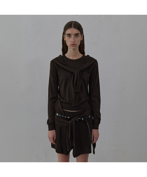 LCDC TM(エルシーディーシーティーエム)の「TIED DETAIL KNIT TOP (BROWN)(ニット/セーター・レディース・その他・SMALL/MEDIUM)」の4枚目の写真
