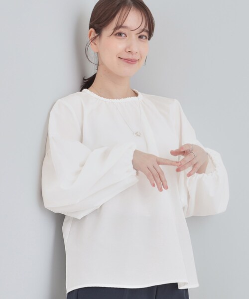 ❤️ふんわりお袖が可愛いブラウス セール】【洗濯機可/S-LL】ふんわりとしたお袖が愛らしい ジレスタイル