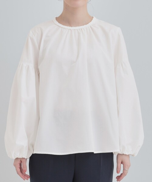 SHOO・LA・RUE(シューラルー)の「【洗濯機可/S-LL】ふんわりとしたお袖が愛らしい ジレスタイルに合うブラウス(シャツ/ブラウス・レディース・ライトブルー/オフホワイト・01/02/04/03)」の11枚目の写真