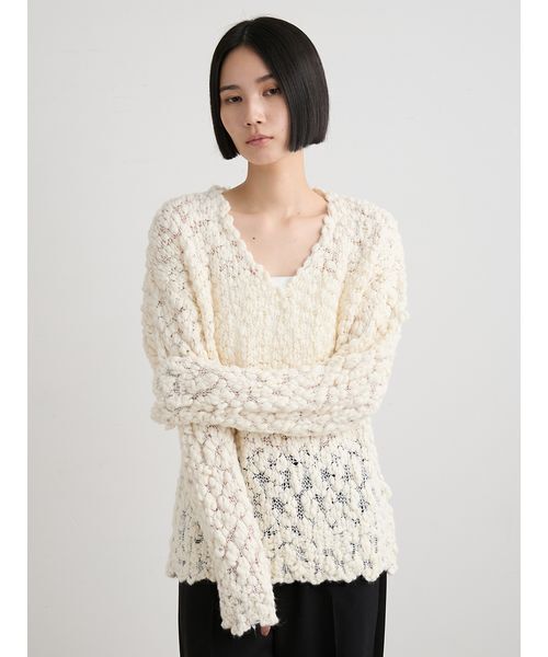 オーバーサイズVネックチャンキーニット（ニット/セーター