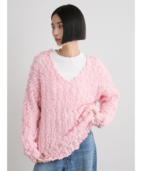 オーバーサイズVネックチャンキーニット（ニット/セーター