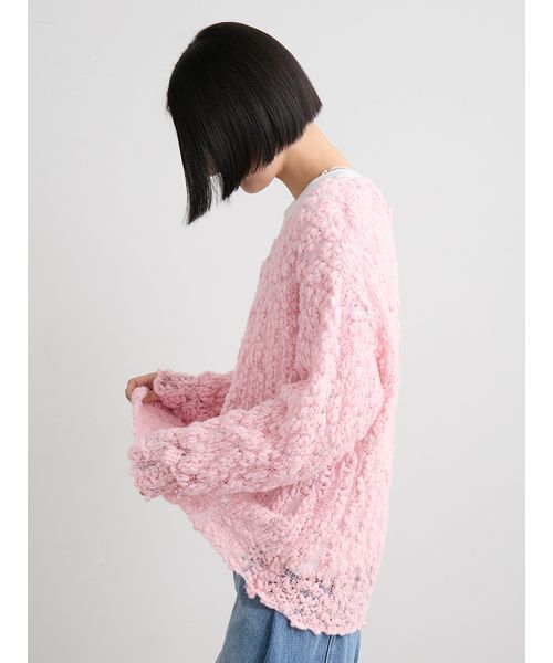 MIESROHE(ミースロエ)の「オーバーサイズVネックチャンキーニット(ニット/セーター・レディース・イエロー/ホワイト/ピンク・F)」の15枚目の写真