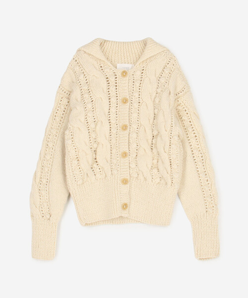 crinkle crinkle crinkle（クリンクルクリンクルクリンクル）の「crinkle crinkle crinkle | ポップコーン ハンドニットカーディガン WOMEN（カーディガン/ボレロ・レディース・オフホワイト・F）」の2枚目の写真