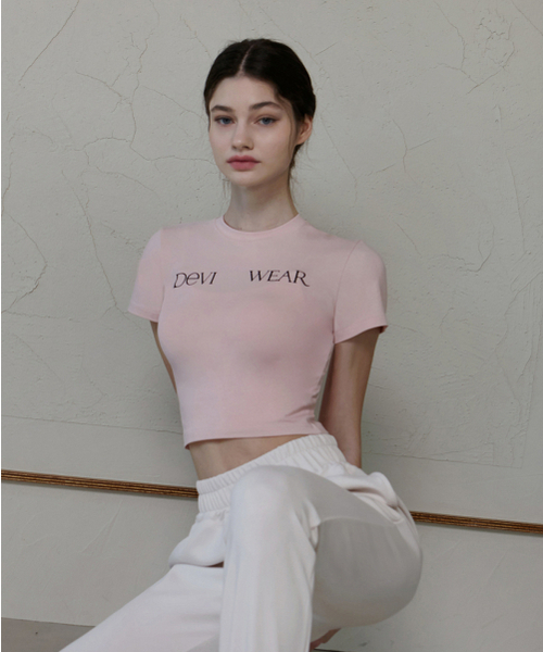 DEVIWEAR(デヴィウェア)の「ディライト コットン クロップトップ DEVI-T0085-サーモンピンク(Tシャツ/カットソー・レディース・その他・FREE)」の1枚目の写真