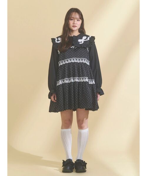 merry jenny（メリージェニー）の「ribbonプラットフォームスニーカー（スニーカー・レディース・ブラック/アイボリー・LARGE/MEDIUM）」の15枚目の写真