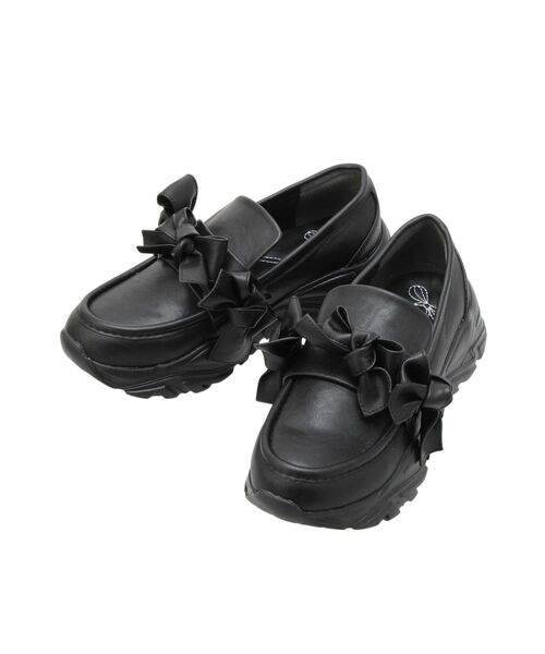 merry jenny（メリージェニー）の「ribbonプラットフォームスニーカー（スニーカー・レディース・ブラック/アイボリー・LARGE/MEDIUM）」の4枚目の写真