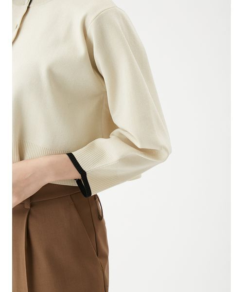 Mila Owen(ミラオーウェン)の「【セットアップ対応】フォルムアンサンブルくるみ釦ショートカーディガン(カーディガン/ボレロ・レディース・ネイビー/グリーン/ピンク/アイボリー/ブラック・F)」の11枚目の写真