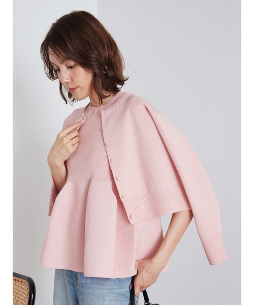 Mila Owen(ミラオーウェン)の「【セットアップ対応】フォルムアンサンブルくるみ釦ショートカーディガン(カーディガン/ボレロ・レディース・ネイビー/グリーン/ピンク/アイボリー/ブラック・F)」の19枚目の写真