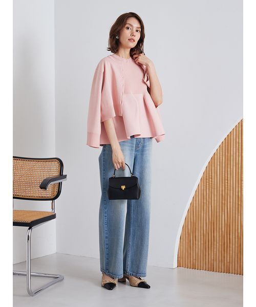 Mila Owen(ミラオーウェン)の「【セットアップ対応】フォルムアンサンブルくるみ釦ショートカーディガン(カーディガン/ボレロ・レディース・ネイビー/グリーン/ピンク/アイボリー/ブラック・F)」の21枚目の写真