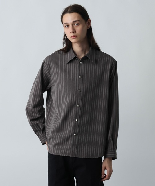 HARE（ハレ）の「ESSENCEストライプシャツ(HARE)（シャツ/ブラウス・メンズ・グレー/ブラウン・FREE）」の2枚目の写真