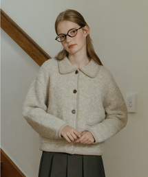 KNIZURE（ニジュール）の「リサイクルブークルカラー ボタンアップニットジャケット_OATMEAL（その他アウター）」