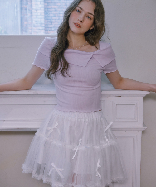 LULUCHOU(ルルシュ)の「Ribbon cancan lace skirt - WHITE(スカート・レディース・ホワイト・FREE)」の4枚目の写真