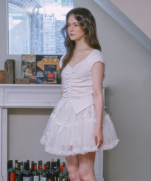 LULUCHOU(ルルシュ)の「Ribbon cancan lace skirt - WHITE(スカート・レディース・ホワイト・FREE)」の2枚目の写真